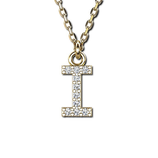 Vergoldete Ankerkette mit Buchstaben-Anhänger "I", aus 925 Silber, Breite ca 1 mm, Länge 40 + 3 cm