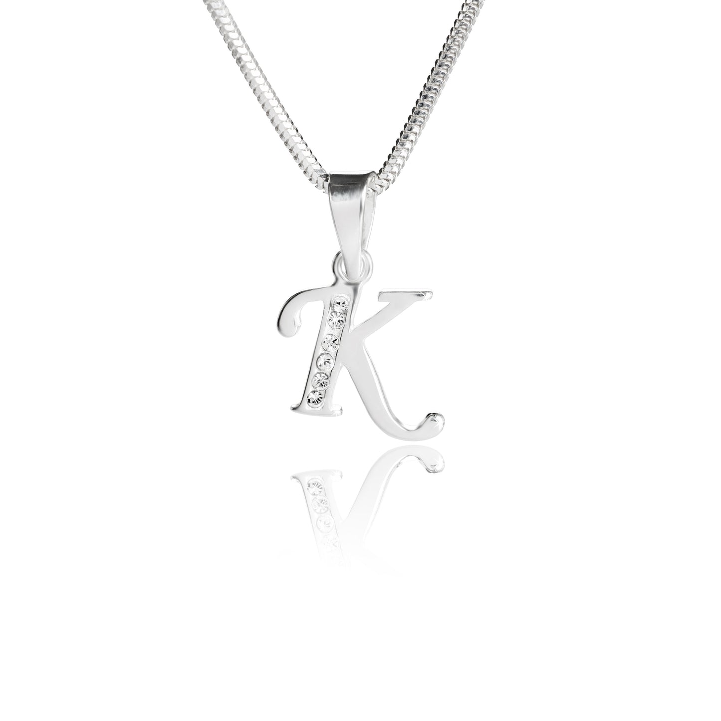 Buchstabenanhänger "K" aus 925 Silber, Anlaufgeschützt, ca. 15 mm x 12 mm. (ohne Kette)