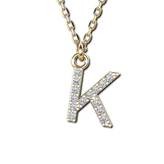 Vergoldete Ankerkette mit Buchstaben-Anhänger "K", aus 925 Silber, Breite ca 1 mm, Länge 40 + 3 cm