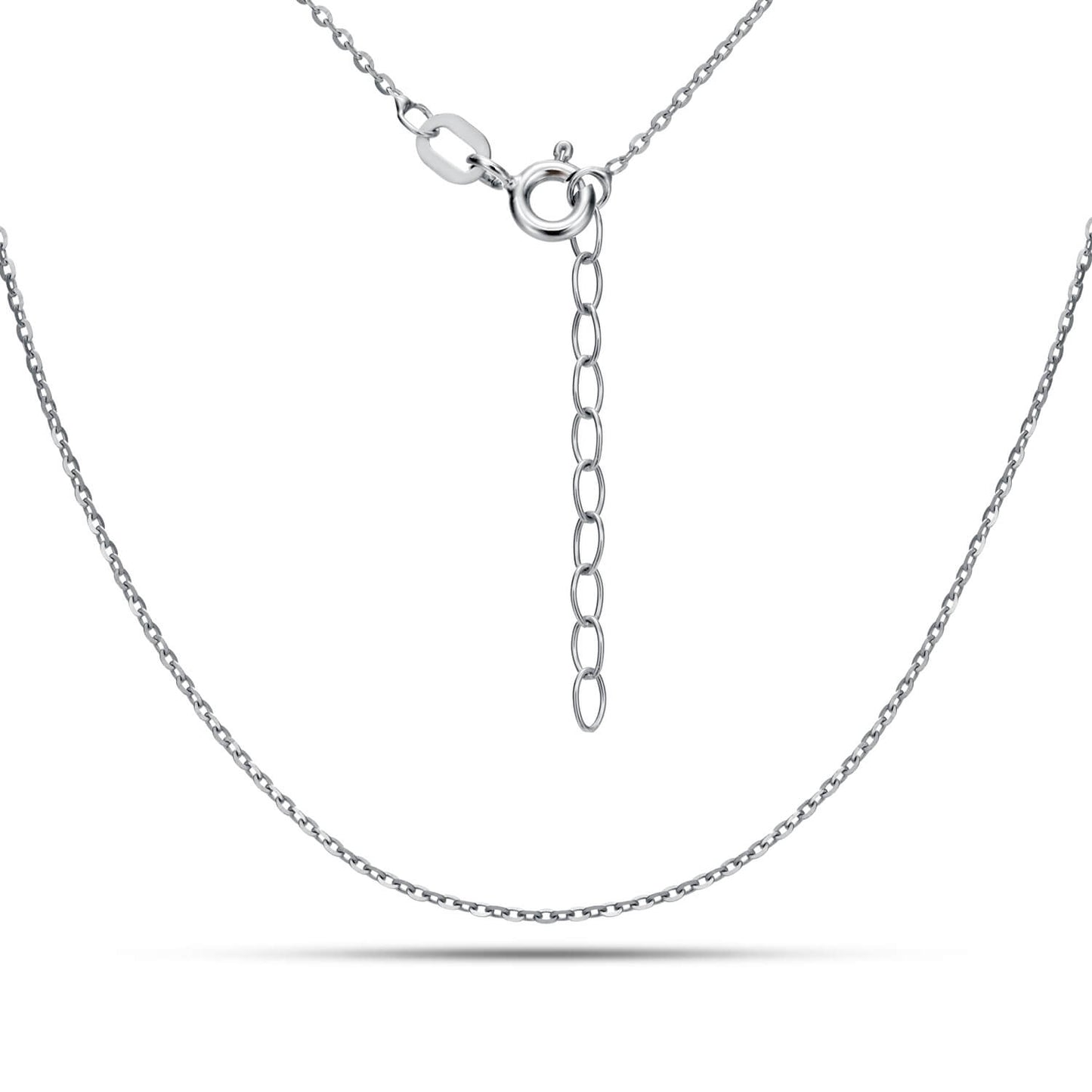 Rhodinierte Ankerkette aus 925 Silber, Anlaufgeschützt, Breite 0,6 mm, Länge 36+3 cm