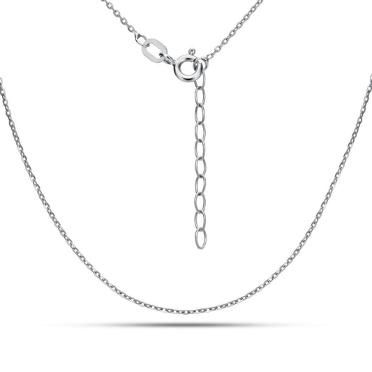 Rhodinierte Ankerkette aus 925 Silber, Anlaufgeschützt, Breite 0,6 mm, Länge 36+3 cm