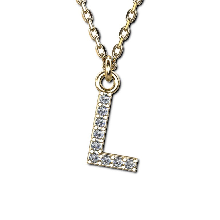 Vergoldete Ankerkette mit Buchstaben-Anhänger "L", aus 925 Silber, Breite ca 1 mm, Länge 40 + 3 cm
