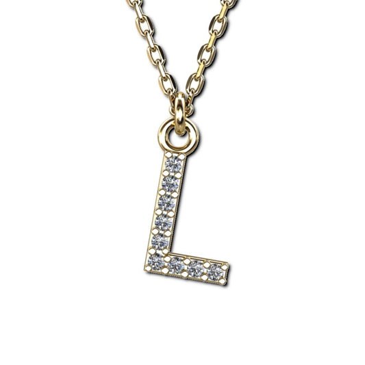 Vergoldete Ankerkette mit Buchstaben-Anhänger "L", aus 925 Silber, Breite ca 1 mm, Länge 40 + 3 cm