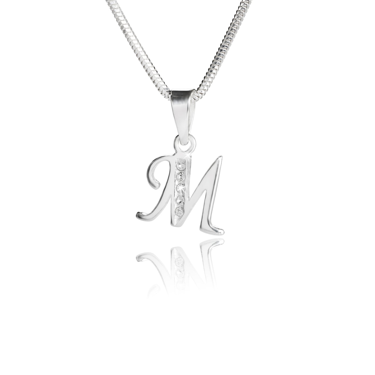 Buchstabenanhänger "M" aus 925 Silber, Anlaufgeschützt, ca. 12 mm x 12 mm. (ohne Kette)