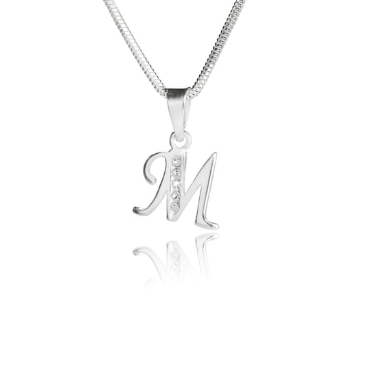 Buchstabenanhänger "M" aus 925 Silber, Anlaufgeschützt, ca. 12 mm x 12 mm. (ohne Kette)