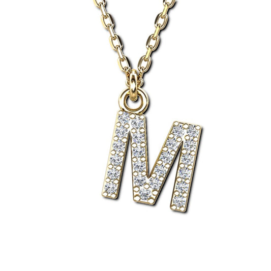 Vergoldete Ankerkette mit Buchstaben-Anhänger "M", aus 925 Silber, Breite ca 1 mm, Länge 40 + 3 cm