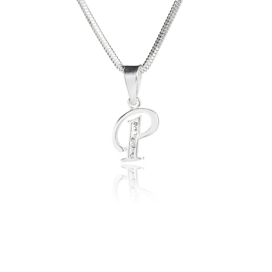 Buchstabenanhänger "P" aus 925 Silber, Anlaufgeschützt, ca. 19 mm x 12 mm. (ohne Kette)