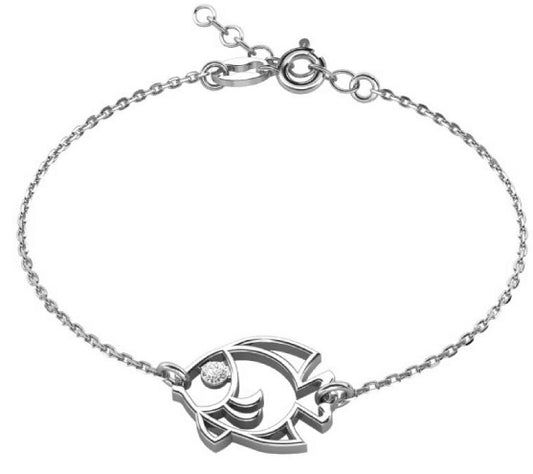 Ein Kinderarmband mit einem Fisch, aus 925 Silber, Anlaufgeschützt Breite 0,6 mm, Länge 13-16 cm