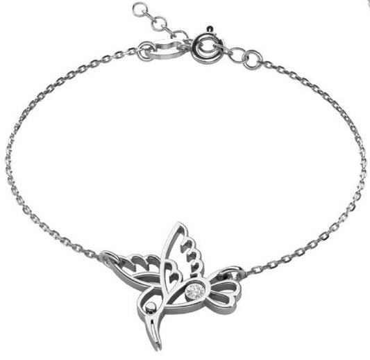 Ein Kinderarmband mit einem Kolibri, aus 925 Silber, Anlaufgeschützt Breite 0,6 mm, Länge 13-16 cm