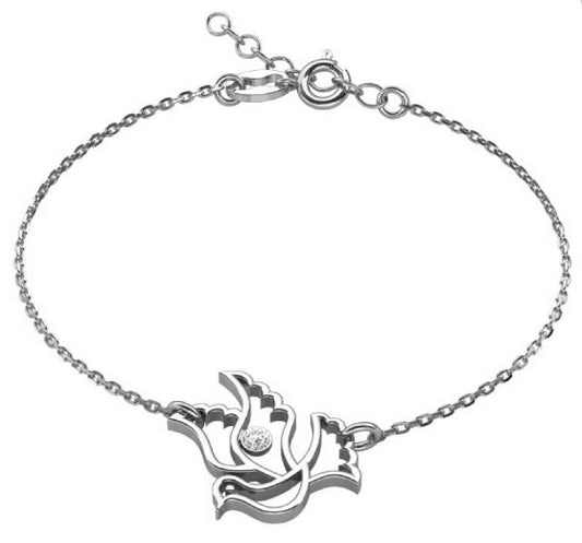Ein Kinderarmband mit einer Taube, aus 925 Silber, Anlaufgeschützt Breite 0,6 mm, Länge 13-16 cm
