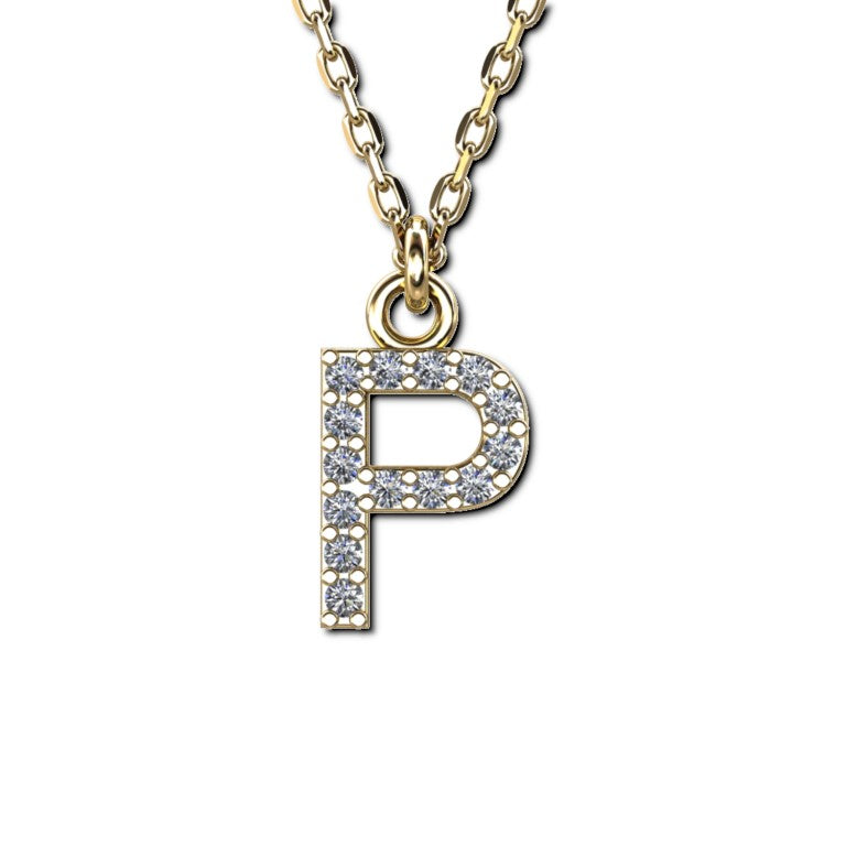 Vergoldete Ankerkette mit Buchstaben-Anhänger "P", aus 925 Silber, Breite ca 1 mm, Länge 40 + 3 cm