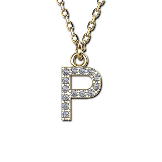 Vergoldete Ankerkette mit Buchstaben-Anhänger "P", aus 925 Silber, Breite ca 1 mm, Länge 40 + 3 cm