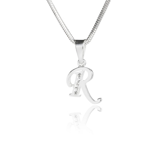 Buchstabenanhänger "R" aus 925 Silber, Anlaufgeschützt, ca. 23 mm x 12 mm. (ohne Kette)