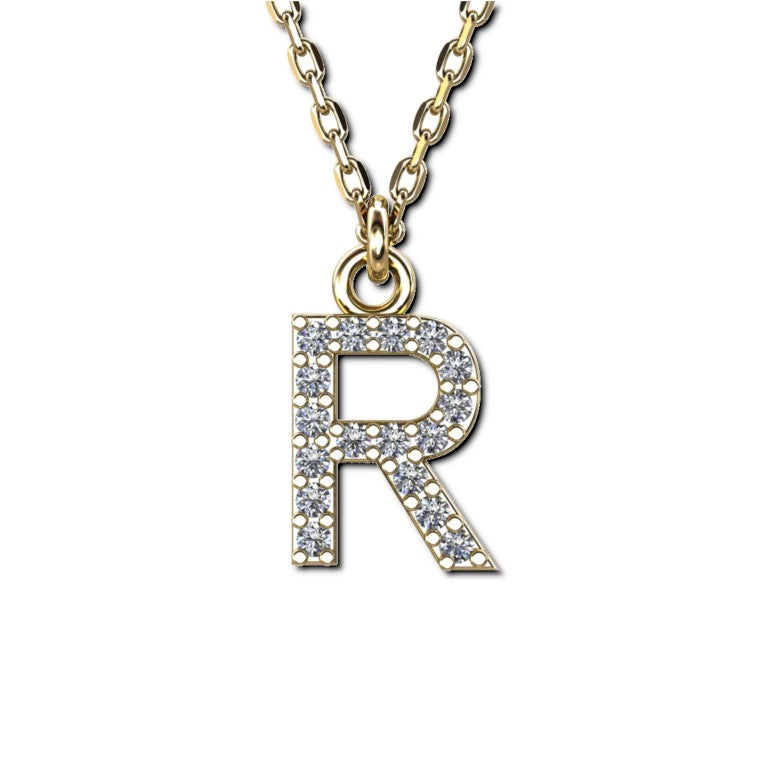 Vergoldete Ankerkette mit Buchstaben-Anhänger "R", aus 925 Silber, Breite ca 1 mm, Länge 40 + 3 cm