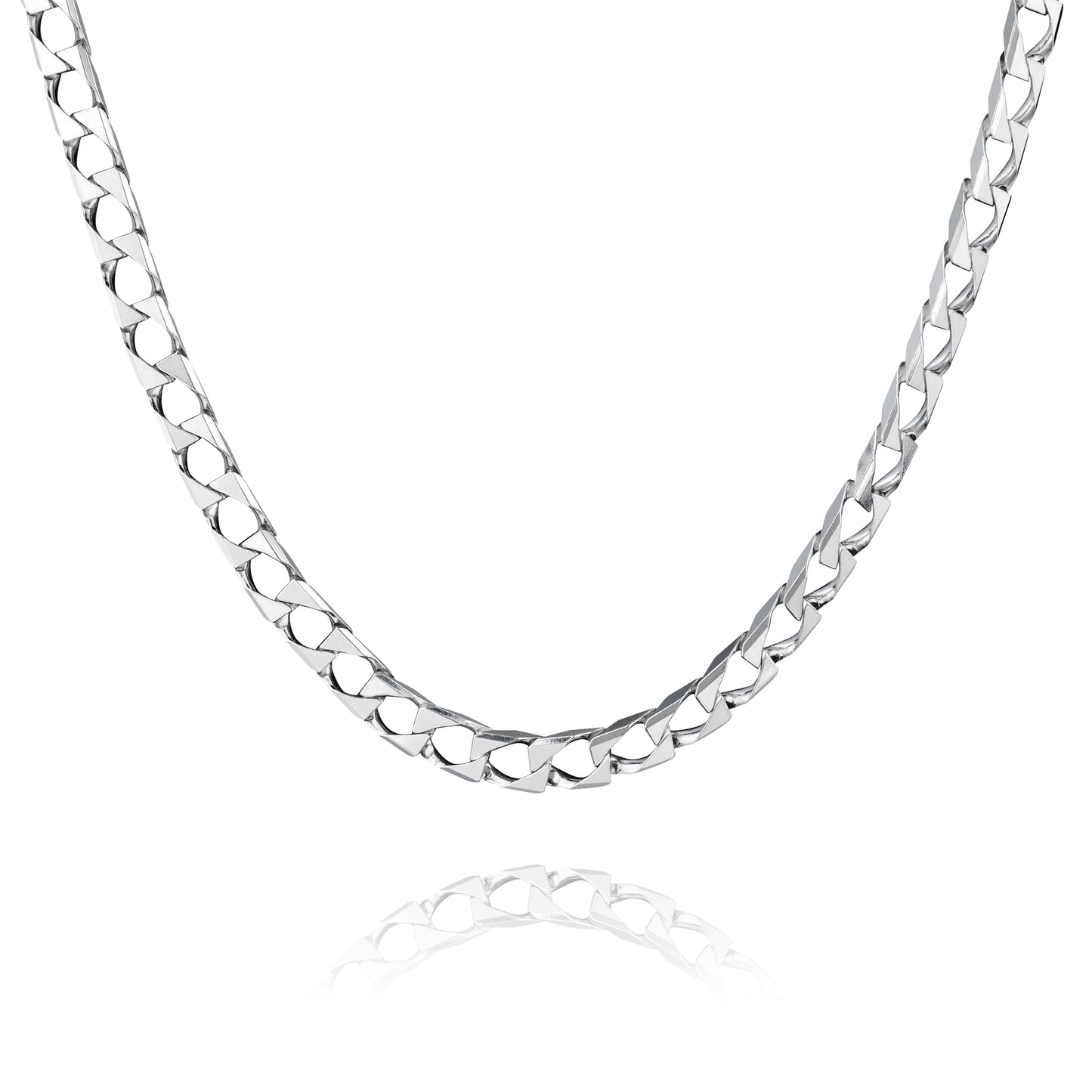 Square Curb Kette aus 925 Silber, Anlaufgeschützt, Breite 5 mm, Länge 55 cm