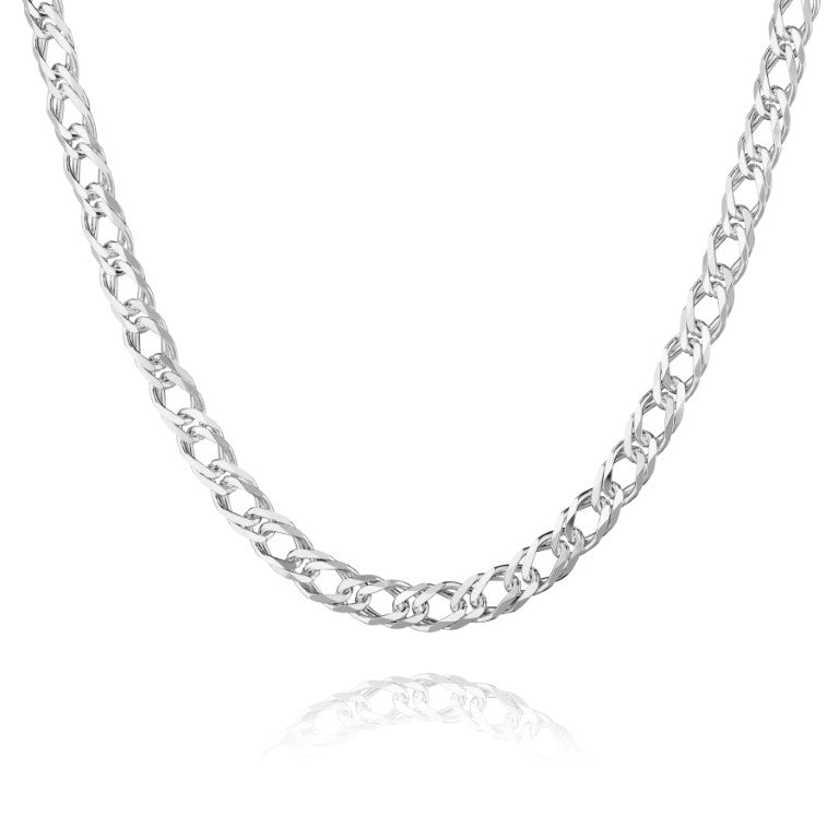 Double Rhombus Kette aus 925 Silber, Anlaufgeschützt Breite 6 mm, Länge 55 cm