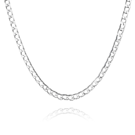 Square Curb Kette aus 925 Silber, Anlaufgeschützt Breite 4 mm, Länge 60 cm