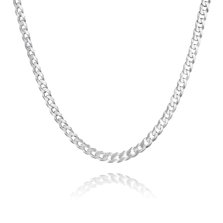 Concave Kette aus 925 Silber, Anlaufgeschützt Breite 5,7 mm, Länge 60 cm