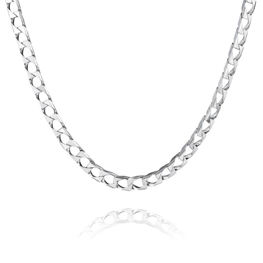 Square Curb Kette aus 925 Silber, Anlaufgeschützt Breite 5 mm, Länge 60 cm