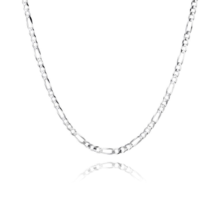Figarokette aus 925 Silber, Anlaufgeschützt, Breite 4 mm, Länge 50 cm