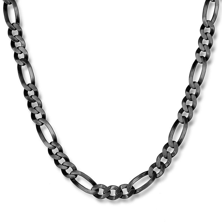Oxidierte Figarokette aus 925 Silber, Anlaufgeschützt Breite 6 mm, Länge 50 cm