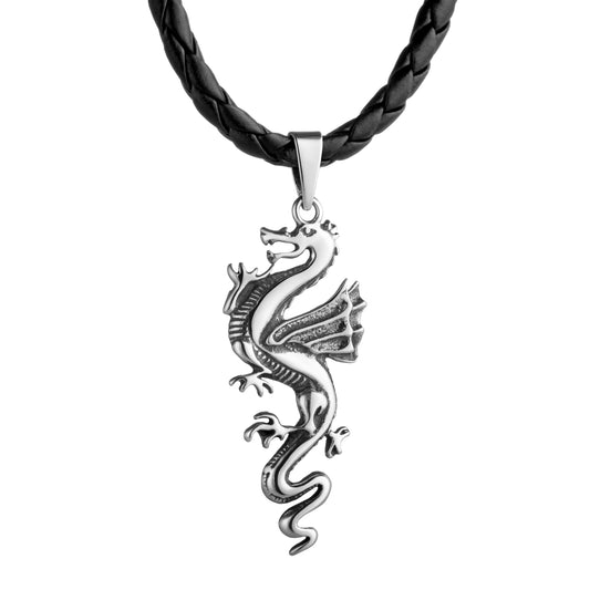Drachenanhänger aus 925 Silber, Anlaufgeschützt, ca. 45 mm x 20 mm (ohne Kette)