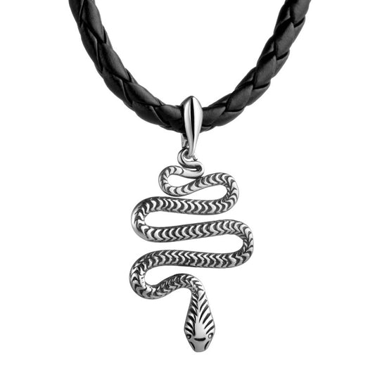Schlangenahänger aus 925 Silber, Anlaufgeschützt, ca. 34 mm x 21 mm (ohne Kette)