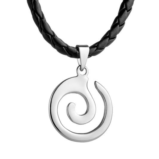Maori Koru Spiralahänger aus 925 Silber, Anlaufgeschützt, ca. 28 mm x 25 mm (ohne Kette)