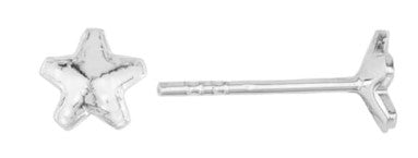 Ein Silberohrringfassung Stecker als Stern, aus 925 Silber, Durchmesser ca. 5 mm