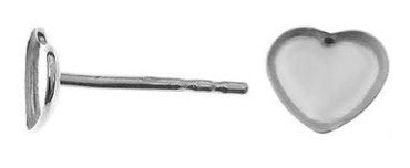 Ein Silberohrringfassung Stecker als Herz, aus 925 Silber, 5,8 mm x 6,6 mm