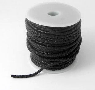 Geflochtener Lederriemen aus Rindsleder, schwarz, Stärke 3,7 mm