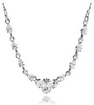 Ein Silbercollier mit klaren Steinen, aus 925 Silber, Länge 42+3 cm