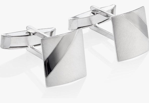 Paar Manschettenknöpfe gebürstet, aus 925 Silber, ca. 14 mm x 14 mm