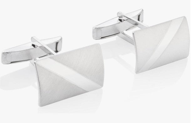 Paar Manschettenknöpfe gebürstet, aus 925 Silber, ca. 20 mm x 13 mm