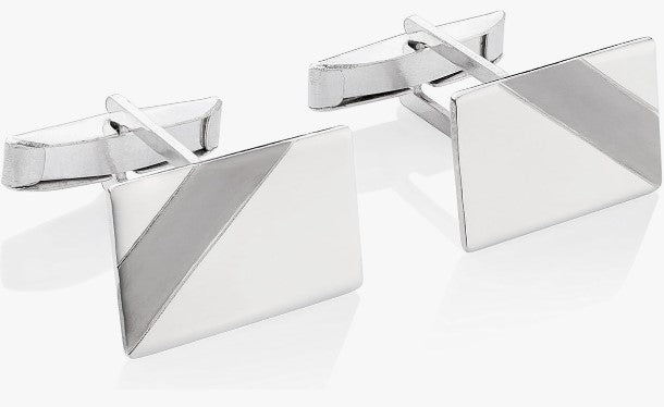 Paar Manschettenknöpfe glänzend, aus 925 Silber, ca. 20 mm x 12 mm