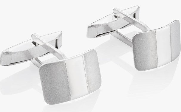 Paar Manschettenknöpfe gebürstet, aus 925 Silber, ca. 15 mm x 10 mm