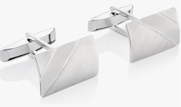 Paar Manschettenknöpfe gebürstet, aus 925 Silber, ca. 20 mm x 12 mm