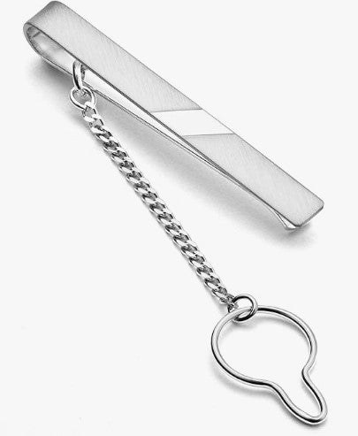 Eine kurze Krawattenklammer gebürstet, aus 925 Silber, ca. 44 mm x 5 mm