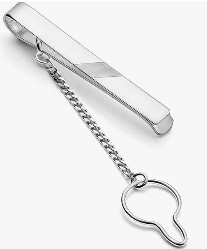 Eine kurze Krawattenklammer glänzend, aus 925 Silber, ca. 44 mm x 5 mm