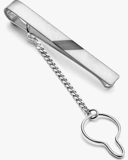 Eine kurze Krawattenklammer gebürstet, aus 925 Silber, ca. 44 mm x 5 mm