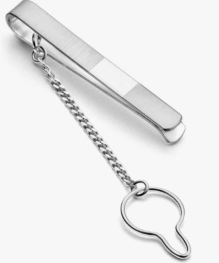 Eine kurze Krawattenklammer gebürstet, aus 925 Silber, ca. 44 mm x 5 mm