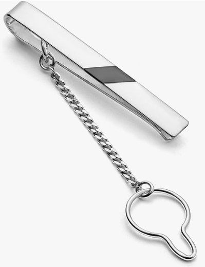 Eine kurze Krawattenklammer glänzend, aus 925 Silber, ca. 44 mm x 5 mm