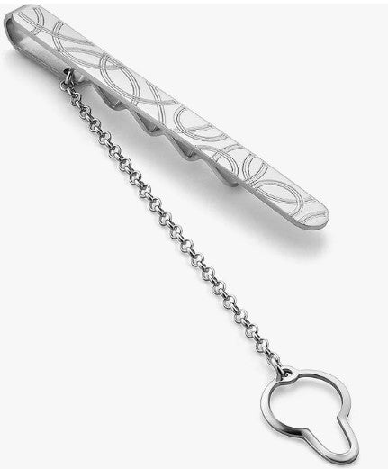 Eine Krawattenklammer mit Kreismuster, aus 925 Silber, ca. 60 mm x 6 mm