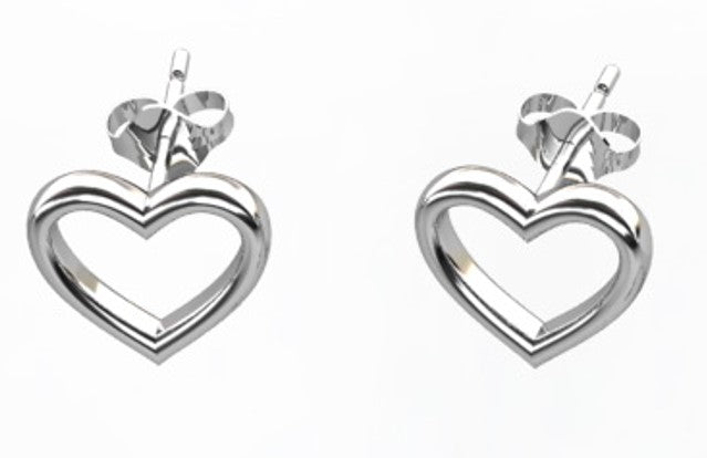 Silberohrringe Herzen, Stecker aus 925 Silber, 8 mm, Anlaufgeschützt