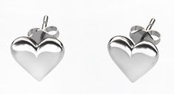 Silberohrringe Herzen, Stecker aus 925 Silber, 7 mm, Anlaufgeschützt