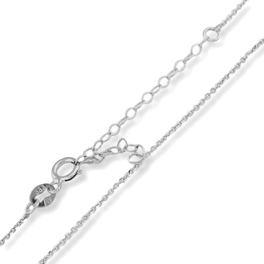 Rhodinierte Ankerkette aus 925 Silber, Anlaufgeschützt, Breite 0,6 mm, Länge 36+3 cm