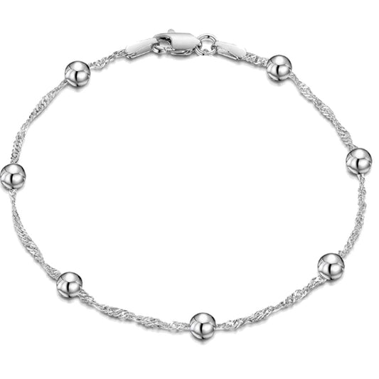 Saturn-Armband Sigaporekette aus 925 Silber, Anlaufgeschützt,  Länge 19 cm