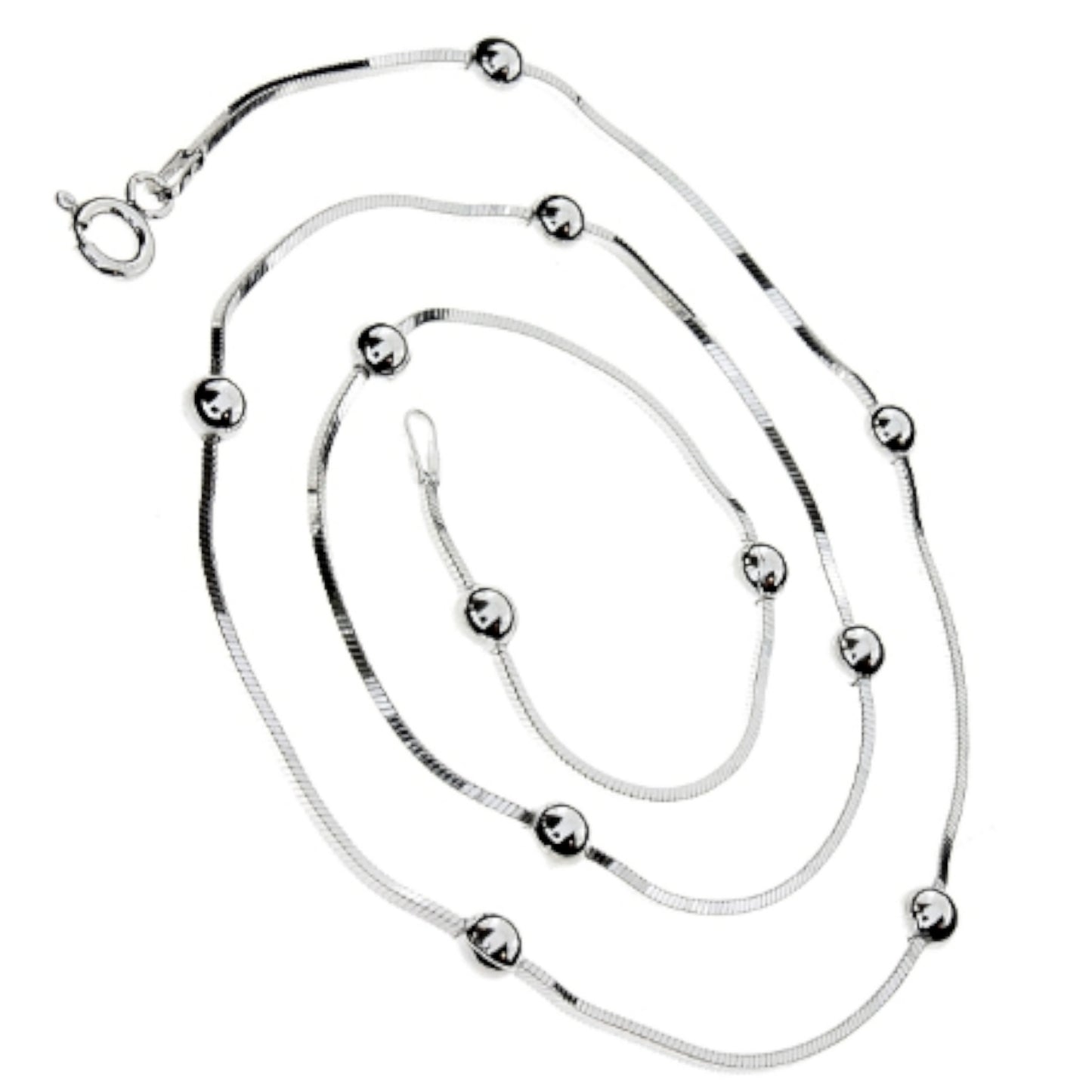 Schlangenkette mit Kugeln aus 925 Silber, Anlaufgeschützt Breite 2,5 mm, Länge 55 cm