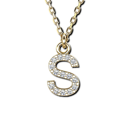 Vergoldete Ankerkette mit Buchstaben-Anhänger "S", aus 925 Silber, Breite ca 1 mm, Länge 40 + 3 cm