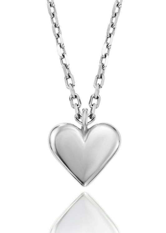 Ankerkette mit einem Herzanhänger, aus 925 Silber, Anlaufgeschützt, Breite 0,6 mm, Länge 42+3 cm